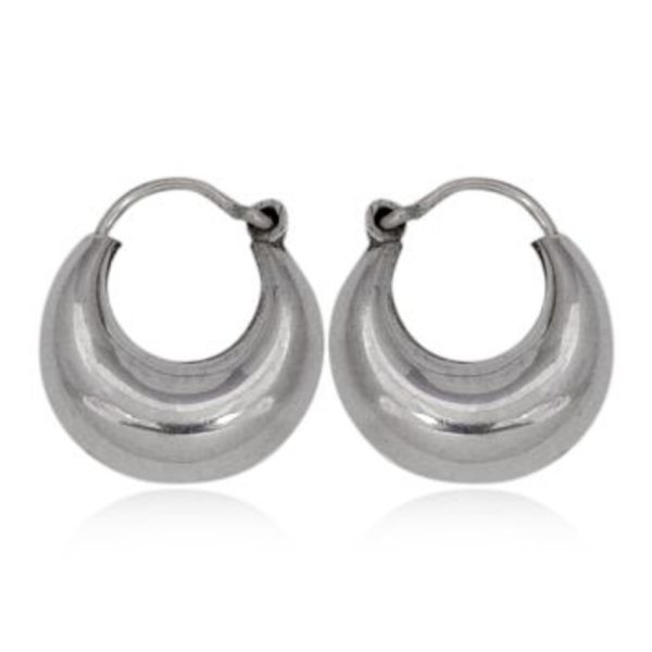 Simple Half Moon Shape Hoop Earrings in 925 Sterling Silver - Image 2