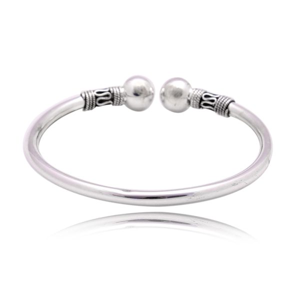 Double Beads Openable Bangle in 925 Sterling Silver - Image 3