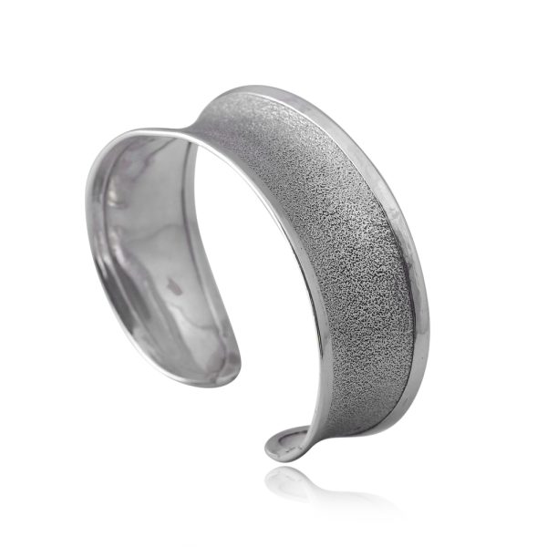 Half Round Smoothie Cuff Bangle in 925 Sterling Silver - Image 2