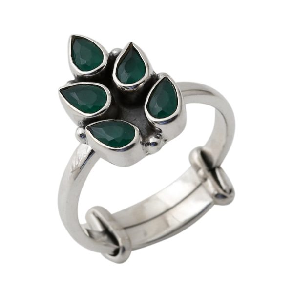 green leaf sterling silver ring