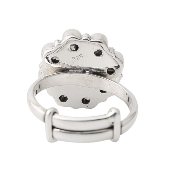 White Zirconia Flower Ring in Sterling Silver