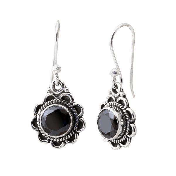 black flower earring