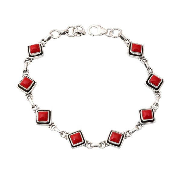coral silver bracelet for women