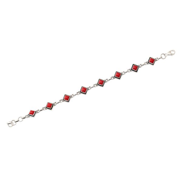 coral silver bracelet for women