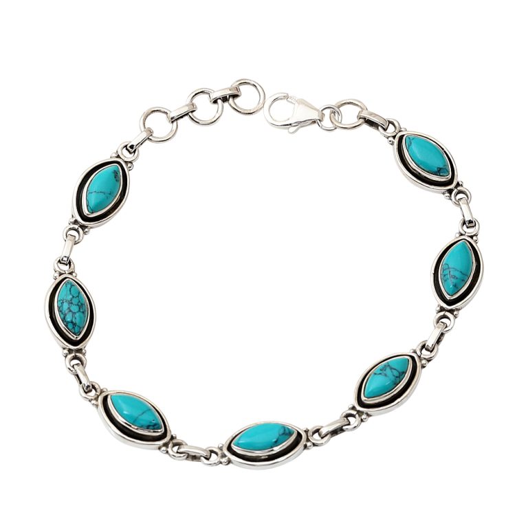 Turquoise Bohemian Bracelet in Sterling Silver