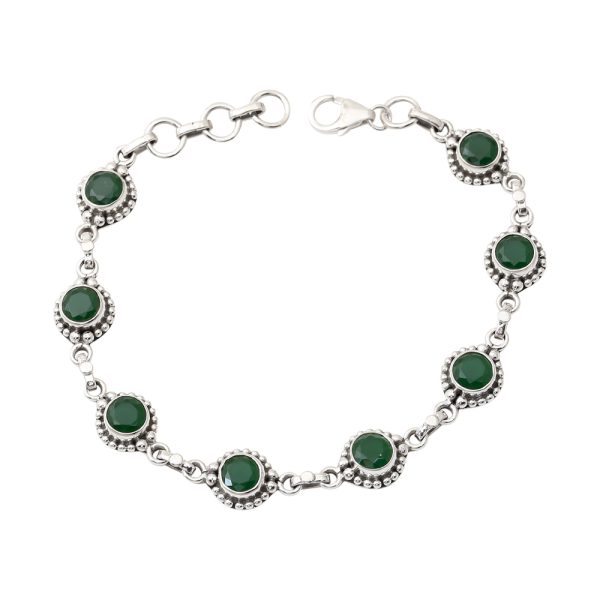 Green Stone Silver Bracelet For Women