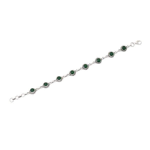 Green Stone Silver Bracelet For Women - Image 3