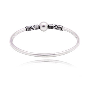 Single Beads Openable Bangle in 925 Sterling Silver