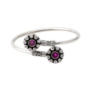 Round Ruby Zirconia Bangle in 92.5 Sterling Silver