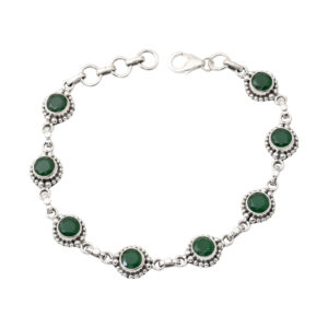 Green Stone Silver Bracelet For Women