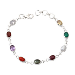 Stylish Navratna Bracelet in 92.5 Sterling Silver